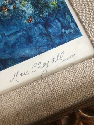 Marc Chagall Hand Signed Le Repos Custom Framed Vintage Print 12x13 2