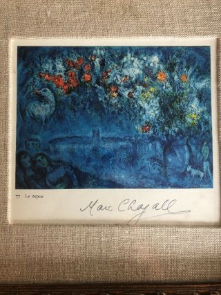 Marc Chagall Hand Signed Le Repos Custom Framed Vintage Print 12x13 4