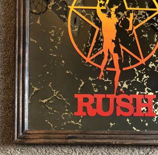 Vintage 1981 RUSH 13X13 Carnival Mirror Painted Glass Picture Wood Frame 2