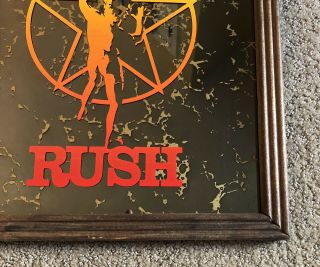 Vintage 1981 RUSH 13X13 Carnival Mirror Painted Glass Picture Wood Frame 3