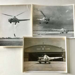 Sikorsky H - 5 Ho3s Helicopter Vintage Official Uscg Coast Guard 8x10 Photos Horse