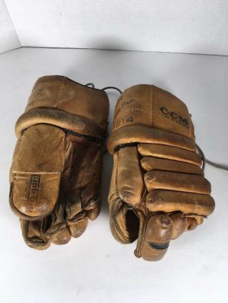 Vintage 50’s Ccm Canada Senior Pro 1214 All Leather Hockey Gloves
