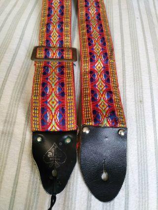 Vintage Ace Very Rare Pattern Woven Guitar Strap Elastic Capo Made In Usa