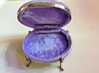 Vintage French Pale Lavender Velvet Footed Jewelry Presentation Box Case