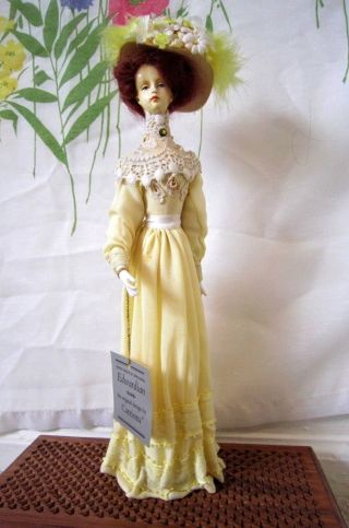 Vintage Edward Porcelain Miniature Doll,  Signed,  Dress By Catriona 12 "