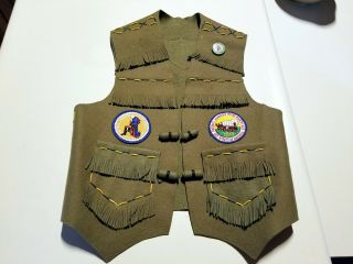 Vintage 1950s Boy Scout Fringed Vest,  Detroit Region & Canada Patches