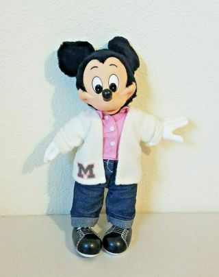 Vintage Applause Mickey Mouse Sock Hop Letterman Stuffed Plush 11 "