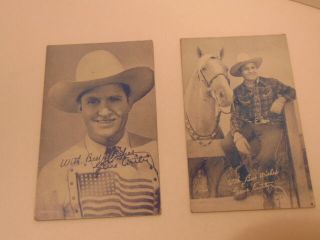 2 Vintage Gene Autry - The Cowboy Singer Postcard Size Promotional Cards