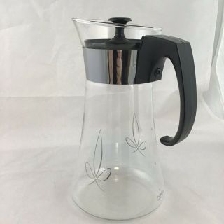 Pyrex Coffee Carafe Silver Tone and Glass 8 Cup Coffee Pot with Lid Vintage 2