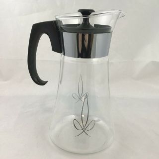 Pyrex Coffee Carafe Silver Tone and Glass 8 Cup Coffee Pot with Lid Vintage 3