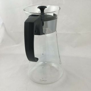 Pyrex Coffee Carafe Silver Tone and Glass 8 Cup Coffee Pot with Lid Vintage 6