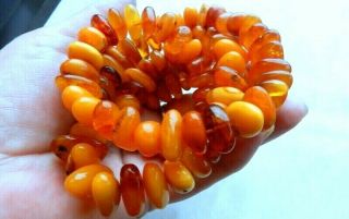 Vintage BALTIK AMBER Beads Egg Yolk,  Honey Color - NECKLACE,  87 gramm 2