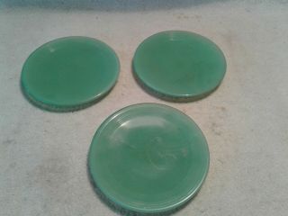 Vintage Jadeite Colored Akro Agate Child ' s Tea Set 3 Plates 4 Cups 1 Creamer 7