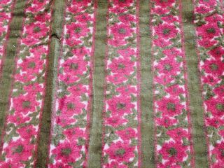 1 Plus Yard Yd Fabric Vintage 1950s Cut Velvet Flower Stripe Upholstery Woven