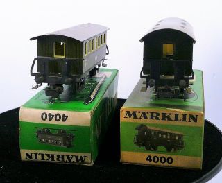 Marklin Ho Set Of 2 Tinplate Passenger Cars - Vintage 60 
