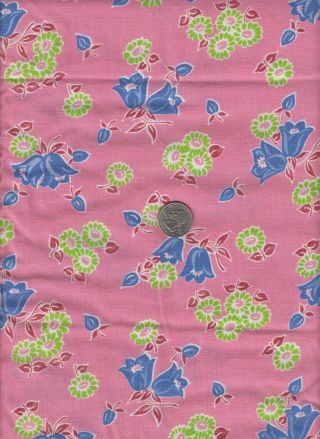 Vintage Feedsack Pink Blue Green Floral Feed Sack Quilt Sewing Fabric