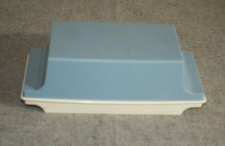 Vintage Tupperware 1512 Double 2 Stick Butter Dish Container Almond Blue Cover