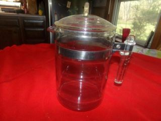 Vintage Pyrex Flameglow Coffee Pot 7829 - B Straight Handle & Lid 9 Cup