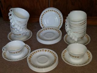 52pc Set Of Vintage Corelle Butterfly Gold Hook Handle Cup&saucer Cream & Sugar