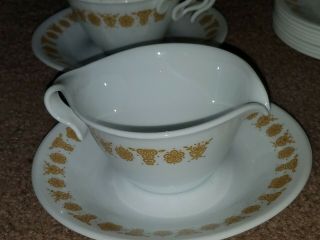 52pc Set of Vintage Corelle Butterfly Gold Hook Handle Cup&Saucer Cream & Sugar 3