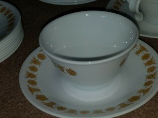 52pc Set of Vintage Corelle Butterfly Gold Hook Handle Cup&Saucer Cream & Sugar 4