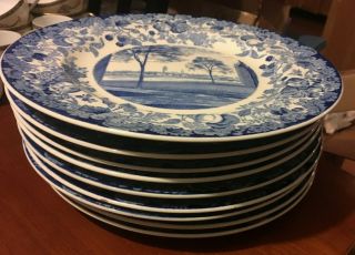 1 Of 7 - Vintage Wedgwood Harvard University 10.  25 " Plate Blue Transfer Ware