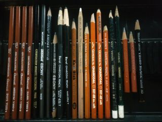 Vtg Charcoal Artist Pencil Grumbacher Eagle Draughting Thoro Black Ebony Mixed
