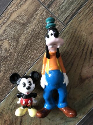 Vintage Mickey Mouse Ceramic Porcelain Figure Japan Goofey Figurine Disney