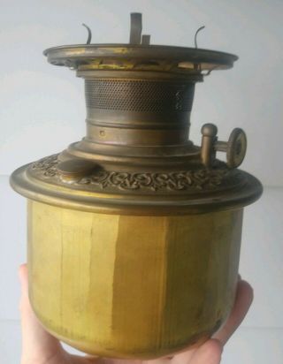 Vintage 19th C.  Brass Banquet Gwtw Oil Kerosene Lamp Font Repair Part