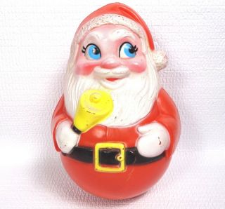 Vintage Roly Poly Santa Claus Christmas Chiming Toy Chimes Plastic 8 "
