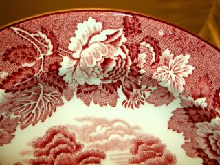 6 Vintage Enoch Woods Woods Ware English Scenery Luncheon Side Plates,  Red Pink 3