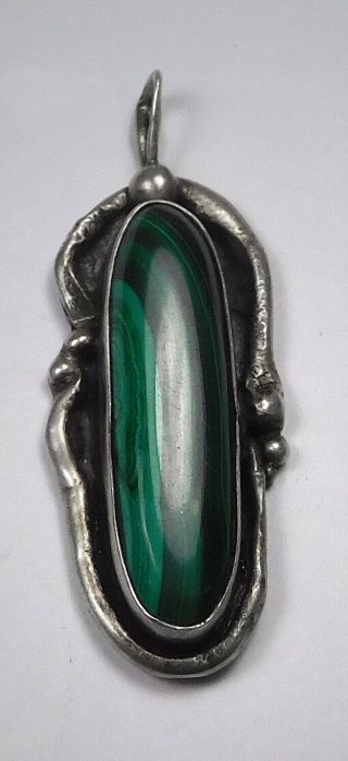 Vintage Native American Sterling Silver/ Malachite Small Pendant