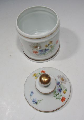 Limoges France Vtg.  Porcelain Candy Jar Hand Paint/Gold Trim - 3 1/2 