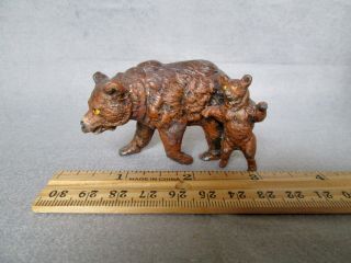 Old Vintage Antique Bear & Cub Lead Figure Animal Toy Germany Christmas Garden
