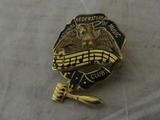 Vintage National Federation Of Music Club Lapel Pin,  10k