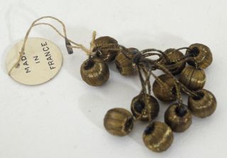 Packet Of 12 Small Vintage French Metallic Ball Trims Nwt Rr984