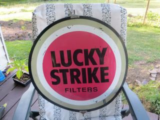Vintage Lucky Strike Double Sided Spinning Sign " Rare "