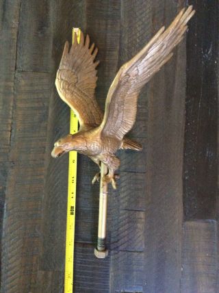 Vintage Cast Metal ? American Eagle Flag Pole Topper With Connection Bottom Bolt