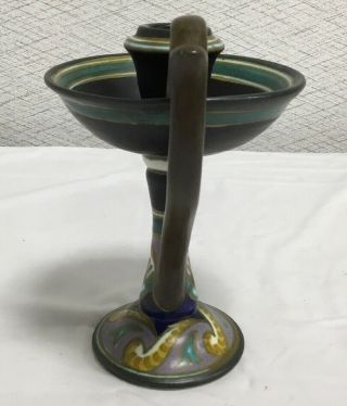 Vintage Hand Painted Gouda Pottery Candle Holder 6 5/8” Tall Gouda Holland 4