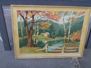 Vintage Paint By Number 2 series of Fall Trees & Barns Pictures Frames 3