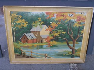 Vintage Paint By Number 2 series of Fall Trees & Barns Pictures Frames 4