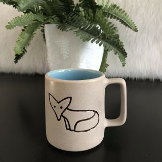 Pigeon Forge Pottery Fox Coffee Cup Vintage Blue Interior