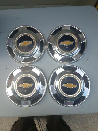 Vintage 1970s - 80s Chevrolet Chevy 4x4 Four Wheel Drive Dog Dish Hubcaps Set Of 4