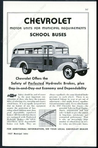 1937 Chevrolet School Bus Photo Vintage Trade Print Ad