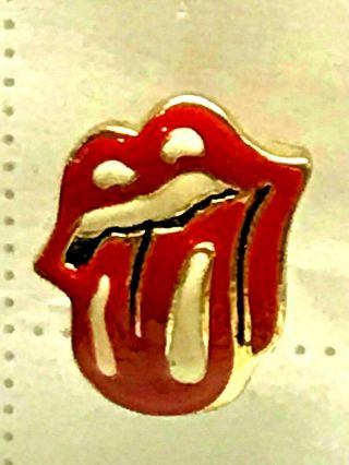 RARE 1987 Vtg Rolling Stones LICKS Tie Tack Metal Enamel Jewelry Pin Tongue Lips 2