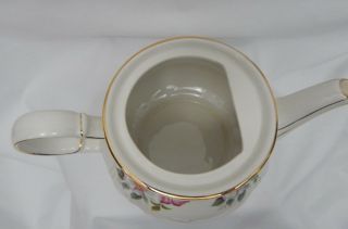 VINTAGE SADLER ENGLAND TEAPOT IVORY WITH PINK & WHITE FLOWERS AND GOLD TRIM 8
