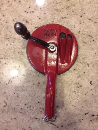 Vintage 1900s 2 Bean Cast Iron Slicer Cutter Crank Wooden Handle
