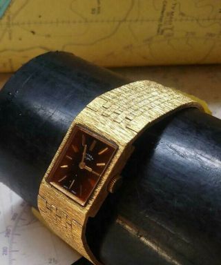 Vintage Rotary Ladies Mechanical Wind Up Watch Gold Plated Bark Effect