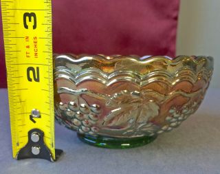 Vintage Imperial Grape Carnival Glass Berry Bowl Helios Green Made 1967 - 1970 5