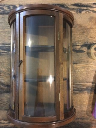 Vintage Rounded Glass Front (wall Hung Or Tabletop) Curio Cabinet